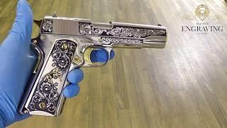 LIMITED EDITION: COLT SCROLL, Built on COLT CUSTOM ELITE 38 SUPER, 24K GOLD & Diamonds - 1 of 20