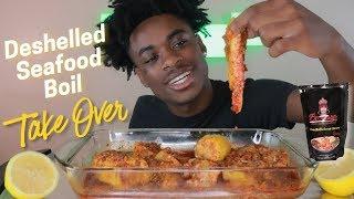 DESHELLED SEAFOOD BOIL IN BLOVES SMACKALICIOUS SAUCE | KING CRAB | SNOW CRAB | EAT EAT WITH E