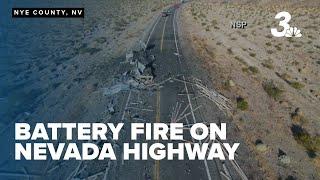 Lithium batteries catch fire after semi-trucks crash outside Las Vegas