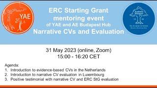 ERC Starting Grant Mentoring Event 2023 - Narrative CVs and Evaluation