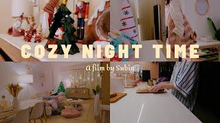 Cozy Night Routine | Peaceful moments | Skincare routine | House chores + Groceries shopping.