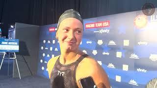 Katie Grimes FULL 2024 US Olympic Trials Mixed Zone Interview (Open Water vs Pool, 400 IM)