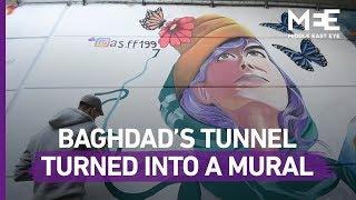 Protesters turn Baghdad's iconic tunnel into a mural