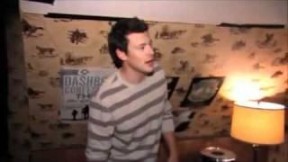 Cory Monteith on the set of Glee: finn's bedroom