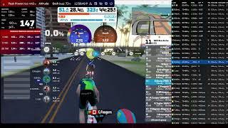 Zwift Two Bridge Loop 4x , Cat C.  Min Watts, Height.