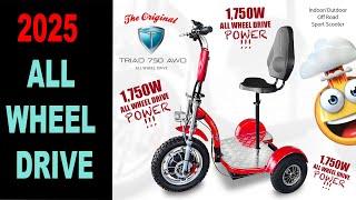 Insanely Powerful 1750W All Wheel Drive Electric Scooter with Seat For Adults or Stand Up Trike