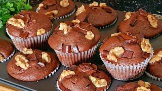 MUFFIN AL CIOCCOLATO,morbidi e soffice,la migliore ricetta in 5minuti deliziosa,scioglie in bocca.