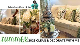 CLEAN AND DECORATE WITH ME FOR SUMMER LIVING ROOM  #interiordesignlivingroom  #cleaningmotivation