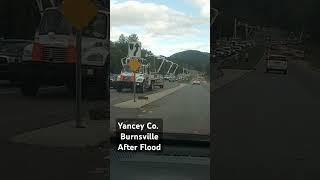 WNC help is on the way.     HWY 19-e Burnsville South Toe River Bridge.  #wncflooding #power