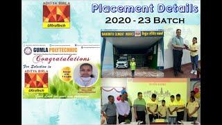 Placement Details, Batch: 2020-23 ,Gumla Polytechnic, Gumla, Jharkhand