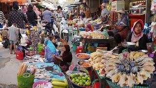 The Best Cambodian Street Market @Kilo 7 - Daily Lifestyle of Khmer Muslim Buying Food in Market