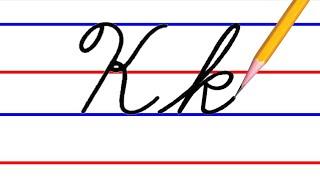 letter K, cursive handwriting practice