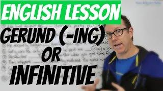 English lesson - GERUNDS (-ing) and INFINITIVES - gramática inglesa