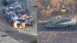 Leopard tank attacks Russian tank convoy and destroys them!