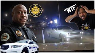 DUMBA**  in a Challenger Scatpack 392 does DONUT around Nashville Police then CRASHES OUT!