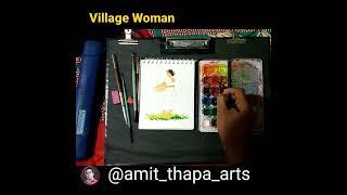 #shorts Village Women Drawing ‎@Indian Artist (Amit Thapa) 