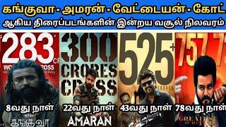 Today Kanguva Vs amaran vs vettaiyan vs goat 78th day box office collection |4 படங்களின் இன்றய வசூல்