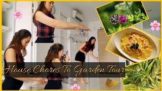 MINIMALIST LIFESTYLE || HOUSE CHORES TO GARDEN TOUR|| HOW TO COOK RAMEN CARBONARA [A Day in My Life]