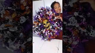 Dollar Tree Halloween Wreath 2023 #halloweenwreath #dollartreehalloween #decomeshwreath