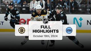 Bruins at Utah Hockey Club | October 19, 2024 | NHL Full Game Highlights