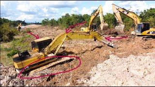 Project Excavator Raise the Canal Have a problems because Excavator Stuck in water.