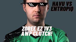 HAVU ZOREE vs ENTROPIQ 1v3 AWP CLUTCH on NUKE to WIN THE MAP!