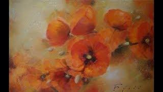 Oil painting Alla prima. Orange poppy. Оранжевый мак   Живопись маслом