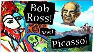 One artist, two styles (Bob Ross VS Pablo Picasso)