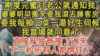 剛度完蜜月老公就通知我，婆婆明早搬來要我滾去睡客房，要我每頓三菜一湯好生伺候，我當場就同意了，直接把我爸接了過來，下一秒所有人都愣住了 #生活經驗 #為人處世 #深夜淺讀 #情感故事 #晚年生活的故事