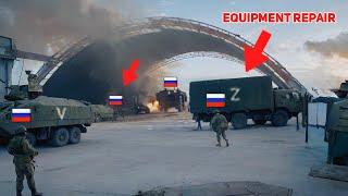 Russian Armor Sent to Hangar for Repair, Airstrike Obliterates It!