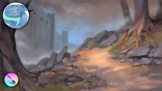 Landscape speedpaint in Krita - Pathway - Timelapse painting