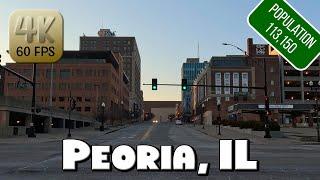 Driving Around Downtown Peoria, IL in 4k Video