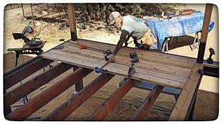 Redwood Deck Boards for our Straw Bale House! New Compressor!