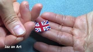 DIY beaded beads UK flag Earrings-Part two#handmade #diy #art #uk #British#craft