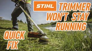 Stihl Trimmer Won’t Stay Running; not Idling.  Quick Fix #Stihl #Enginerepair