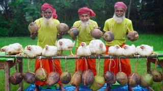 NARKELI CHICKEN - Coconut Chicken Curry Cooking by Village Grandpa - White Chicken Recipe