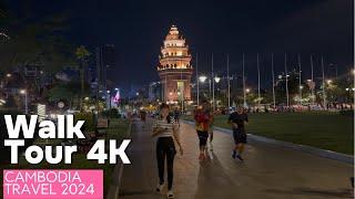 Virtual Tour Phnom Penh City: Relaxing Walking Tour at Night - Cambodia 4K