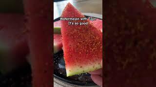 Watermelon with Tajin bites it’s so good #food #try this at home || shorts || foodloversbyruhana