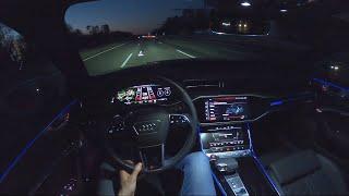 2021 AUDI RS6 AVANT | 600 HP | German Autobahn | Frankfurt | Night POV Drive & Topspeed I ASMR