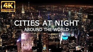 [1 Hour] Piano Music & Night Cities Around the World 2023 in 4K Ultra HD | Background Video 4K