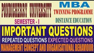 EXAM REVISION TIPS FOR PONDICHERRY UNIVERSITY TWINNING/DD MBA, IMPORTAMT QUESTION PAPER WITH ANSWER