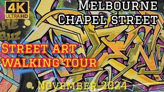 Street Art Walk Chapel St Windsor | Narrated Tour | November Melbourne Inner Suburbs | 2024 4K 60fps