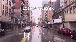 Rainy Downtown Los Angeles California USA- 4K HDR - Ambient Drive  ZH Travellers