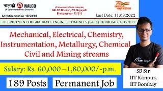 NALCO Jobs Through GATE 2022| Chemistry NALCO Job| Recruitment of Graduate Engineer GTS in NALCO