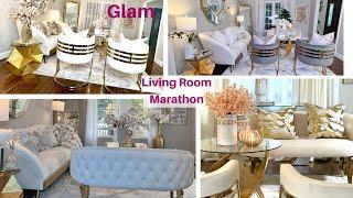 GLAM LIVING ROOM DECOR IDEAS & TOUR MARATHON | Decorate With Me | Glam Home Decor