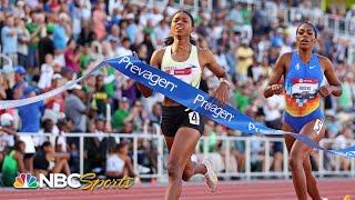 Nia Akins kicks past Raevyn Rogers for upset 800m National title | NBC Sports