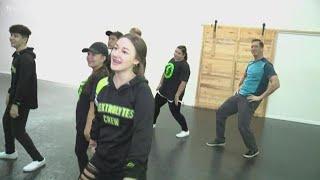 Mitch Carr shows off his moves while chatting with hip-hop dancers