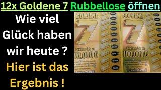 Goldene 7 Rubbellose öffnen - 12x 10 Chancen auf 100.000 Euro - 12x Goldene 7 öffnen