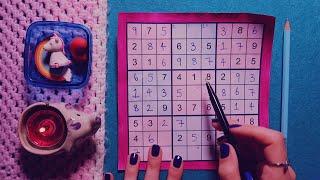 ASMR Sudoku Puzzle & Close Whisper  (Explaining each move) | Tingly Pencil & Pen Sounds ️