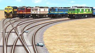 5 LINE BRANCHED RAILROAD CROSSING ON BUMPY TRACK | Train Simulator #RailroadCrossing